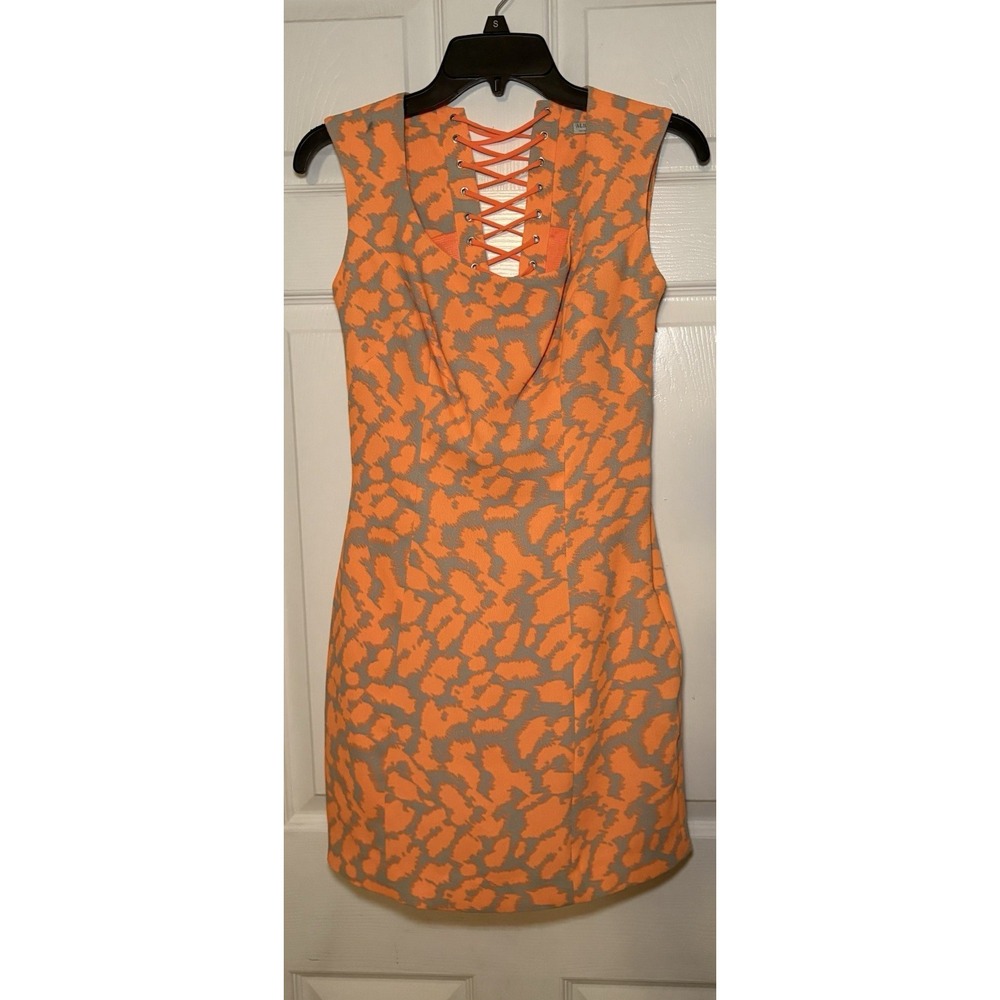 Alberto Makali Dress Orange And Gray With Lace Up Back Size 2